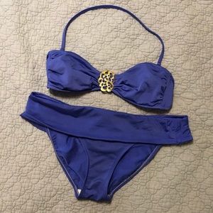 Trina Turk purple bikini with gold accent